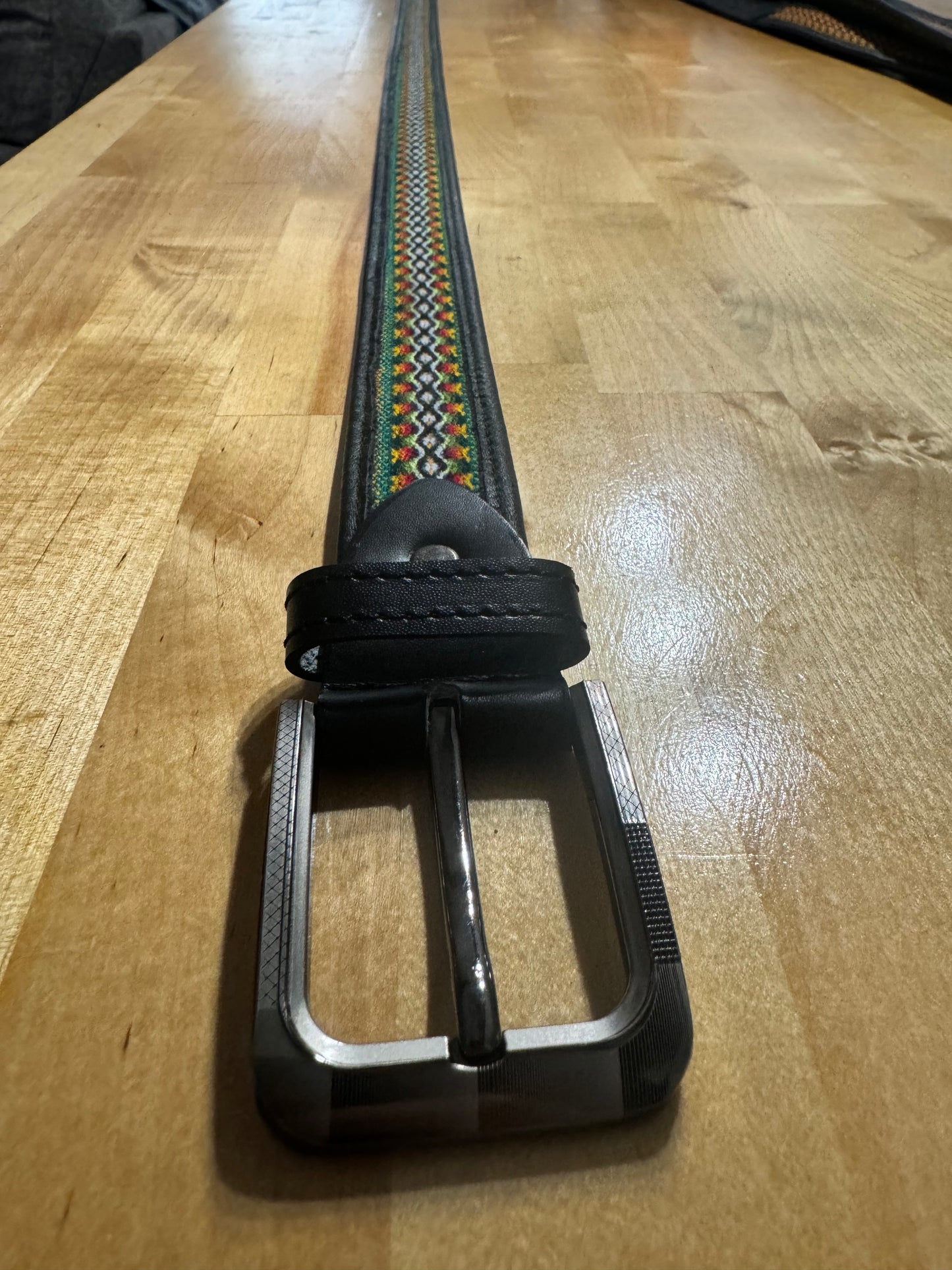 Black and Green Tribal Thread Belt