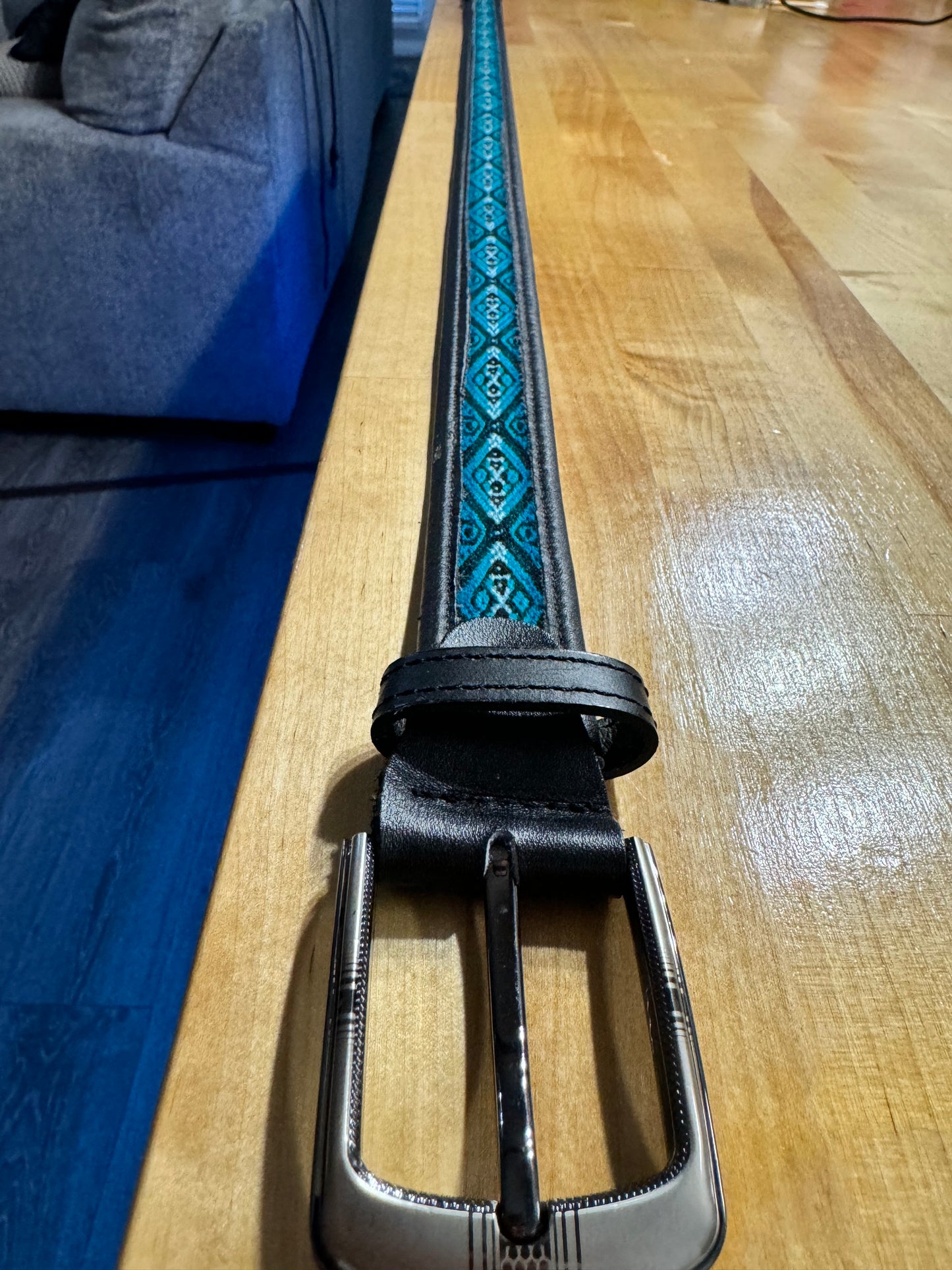 Teal Tribal Thread Belt